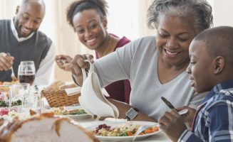 family eating thanksgiving dinner