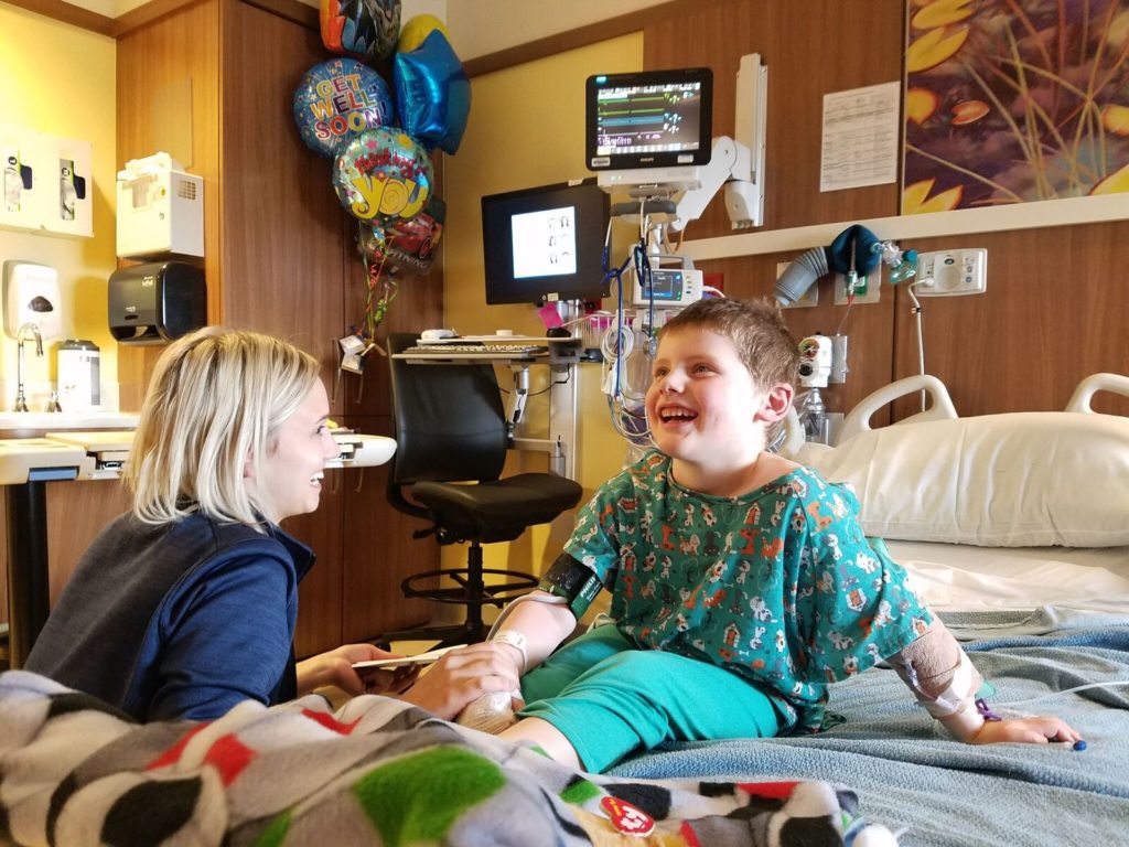 Little boy named Cruz in hospital bed after stroke surgery