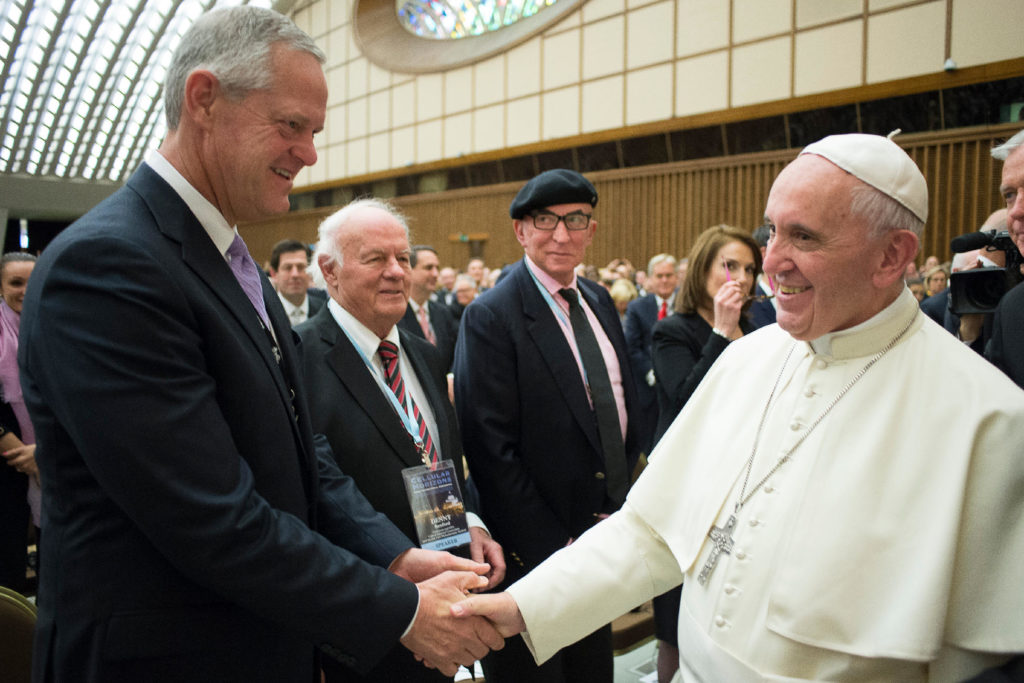 Kelby Krabbenhoft and Denny Sanford meeting Pope Francis