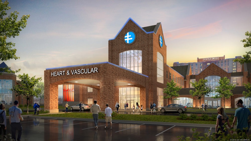 Rendering of a future heart and vascular center set to be built east of Sanford Medical Center Fargo. 