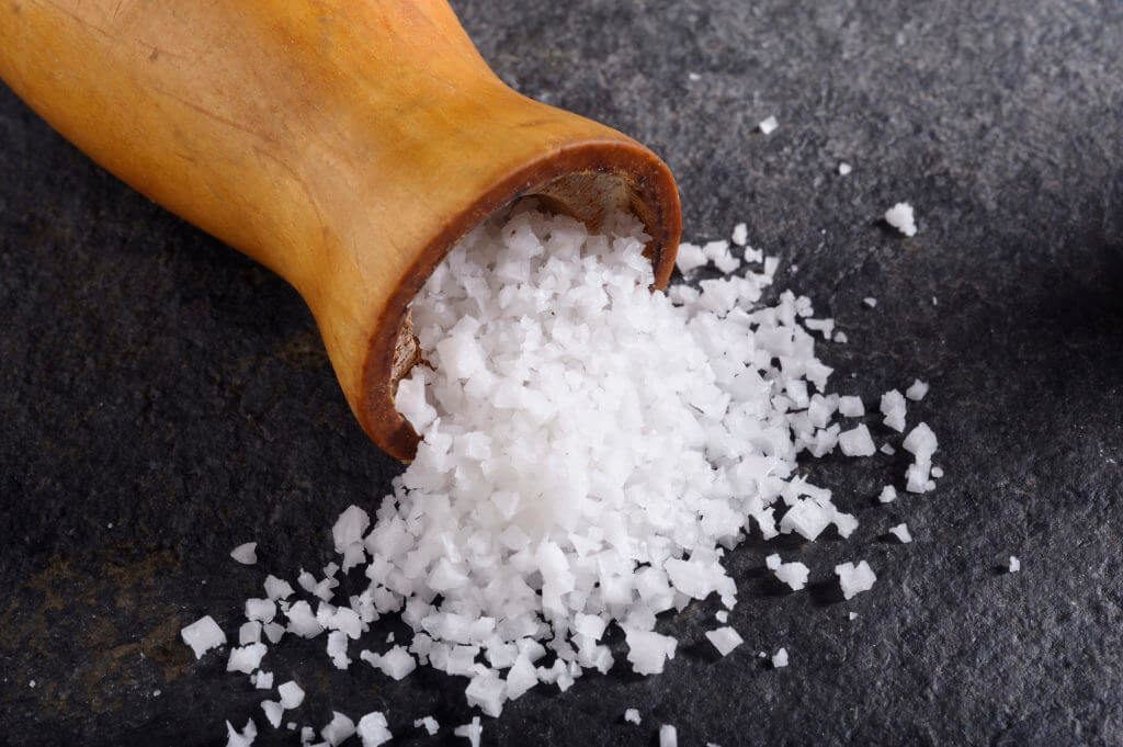ourse salt spilled onto a table