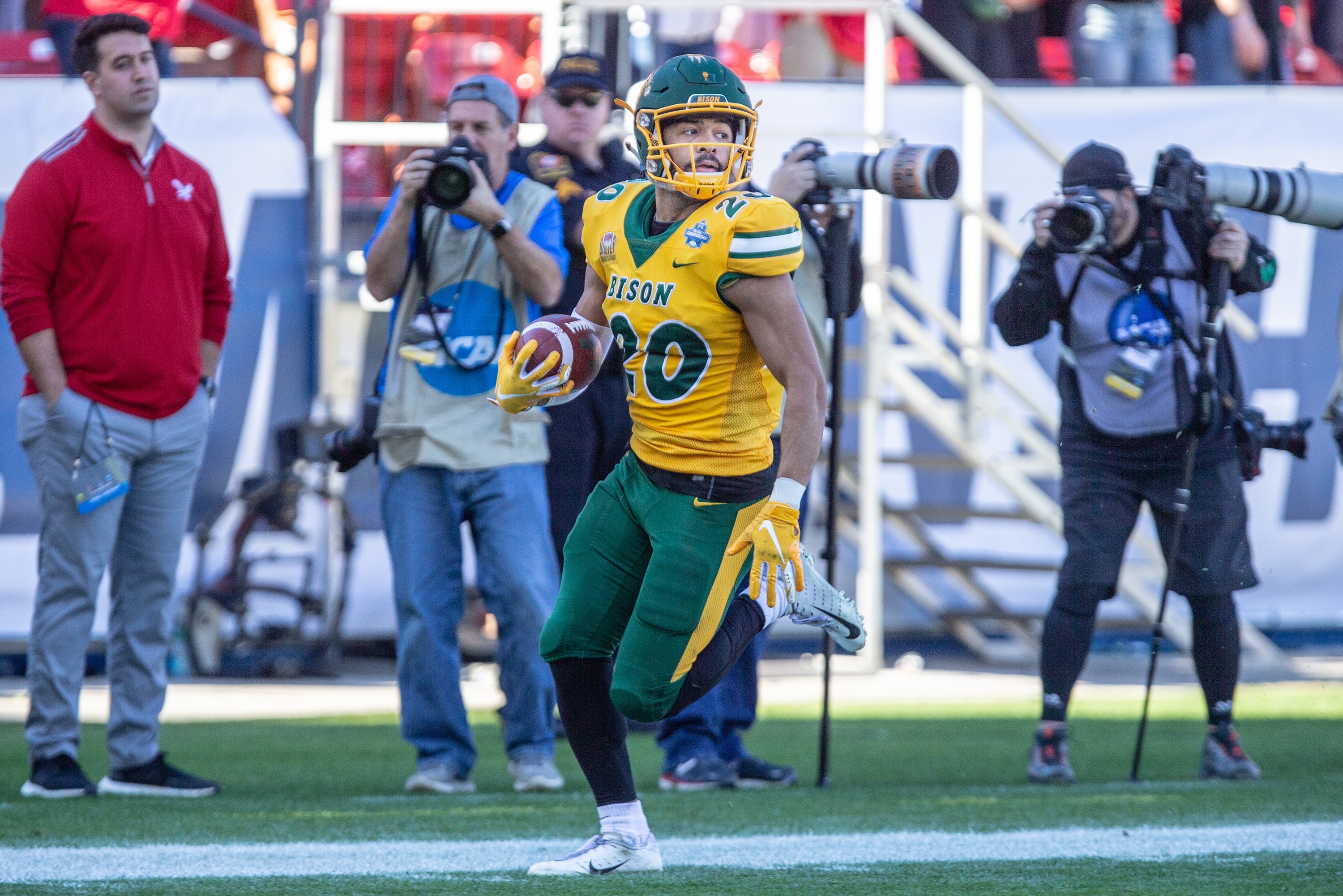 Darrius Shepherd plays for North Dakota State University in the NCAA Division I Football Championship Game in January against Eastern Washington. Photo by Tim Sanger/NDSU Athletics.