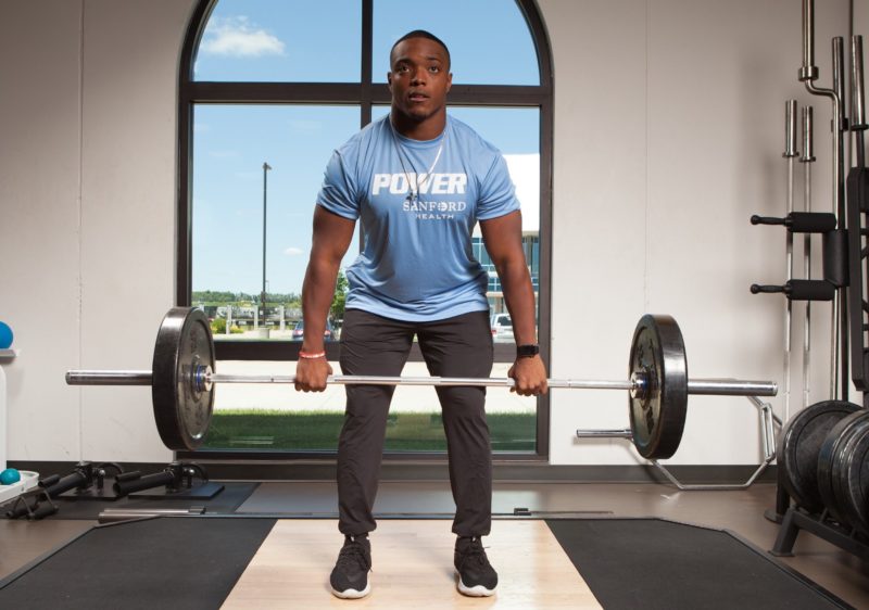 CJ Ham lifts weights at Sanford POWER.
