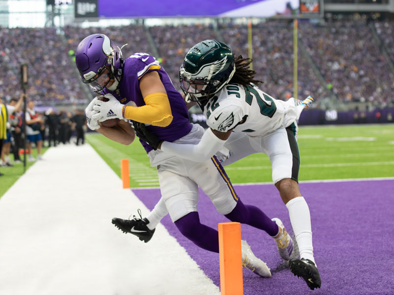 SLIDE SHOW: Adam Thielen scores a touchdown for the Minnesota Vikings against the Philadelphia Eagles on Oct. 13. He was one of six Sanford NFL players on the field for the game. (Photo by Lisa Johansen Aust, Sanford Health)