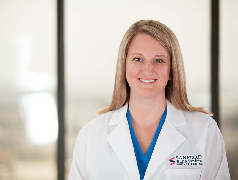 A portrait of Dr. Shelby Terstriep, a medical oncologist and medical director of Sanford Health's survivorship program.
