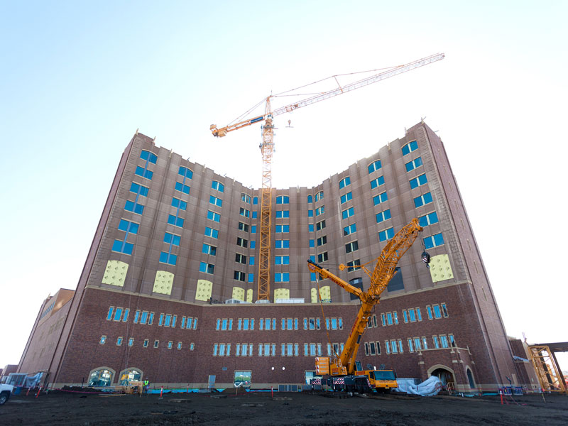 Sanford Fargo Medical Center nears completion in 2017. (Photo by Sanford Health)