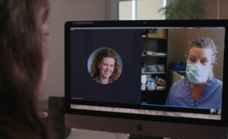 Courtney Collen talks over Skype with Dr. Jeanne Hassebroek-Johnson about potential pregnancy risks with COVID-19