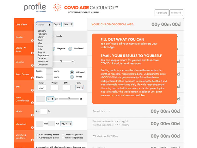 Profile by Sanford launches COVIDAge Calculator Sanford Health News