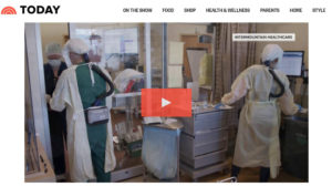 NBC Today show website screenshot with video of health care workers in full protective gear and headline "CDC updates guidance on close contact amid surge in cases"