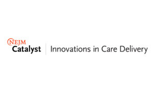 Red and black logo on white background: "NEJM Catalyst: Innovations in Care Delivery"
