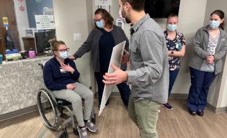Student with disabilities helps others with disabilities