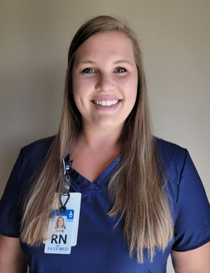 Katie LeBrun, Sanford Health nurse in RN scrubs