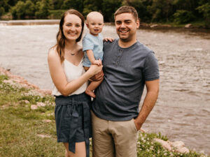 family photo near river
