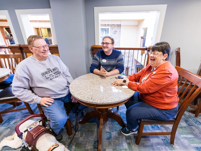 Young man leaves delivery job for senior center family