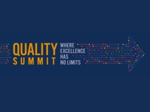 Dotted arrow pointing to right with text: "Quality Summit. Where excellence has no limits."