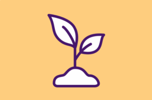 icon of a seeding growing from dirt on a yellow field