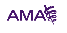 American Medical Association logo in purple letters on white background: "AMA"