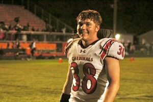 High school football player after a good night game.