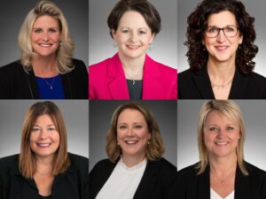 Grid of 6 businesswomen portraits.