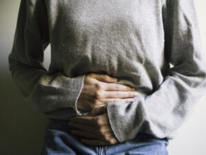 Woman with stomach ache