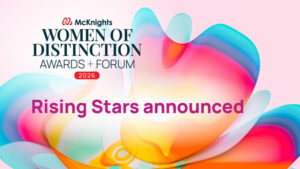 Floral graphic for McKnight's Women of Distinction Awards and Forum 2026, Rising Stars announced.