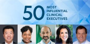 Screenshot from Modern Healthcare titled "50 most influential clinical executives" with portraits of several honorees
