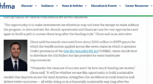 Screenshot from hfma.org with photo of Sanford Health CFO Nick Olson