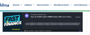 Screenshot from hfma.org "fast Finance" podcast player