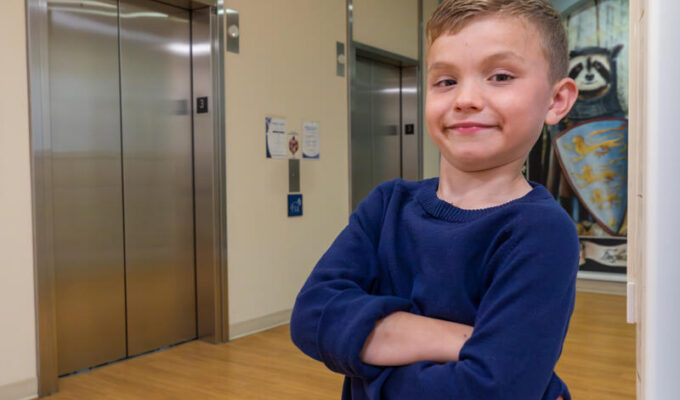 Child’s voice animates hospital elevator rides
