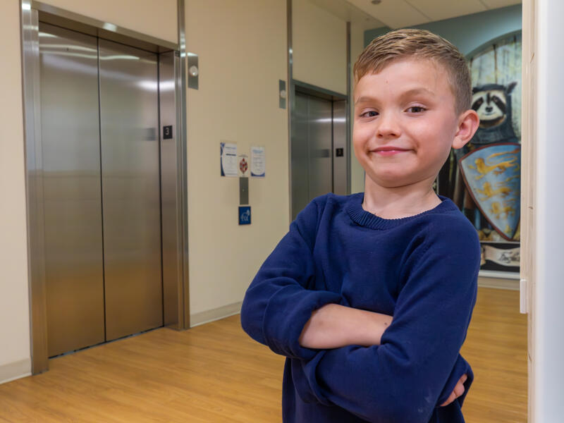 Child’s voice animates hospital elevator rides
