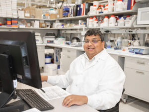 Kamesh Surendran in his research lab.